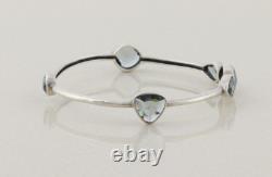 Sterling Silver Blue Glass Admire Bangle Bracelet 8 Silpada