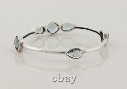 Sterling Silver Blue Glass Admire Bangle Bracelet 8 Silpada