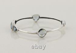 Sterling Silver Blue Glass Admire Bangle Bracelet 8 Silpada