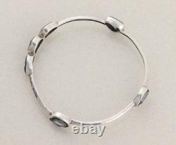 Sterling Silver Blue Glass Admire Bangle Bracelet 8 Silpada