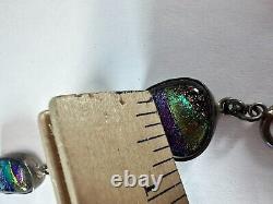 Sterling Silver Bracelet Dichoric Glass Purple Sparkle 53 gram Mexico Foil LZ