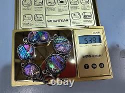 Sterling Silver Bracelet Dichoric Glass Purple Sparkle 53 gram Mexico Foil LZ