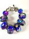 Sterling Silver Bracelet Dichoric Glass Purple Sparkle 57 Gram 950 Silver Lz