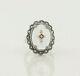 Sterling Silver Camphor Glass Marcasite And Diamond Ring Size 7 1/4