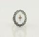 Sterling Silver Camphor Glass Marcasite And Diamond Ring Size 7 1/4