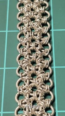 Sterling Silver Chainmaille Link Bracelet Dichroic Glass Box Clasp Unique Rare