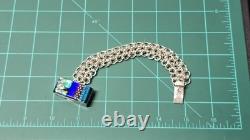 Sterling Silver Chainmaille Link Bracelet Dichroic Glass Box Clasp Unique Rare