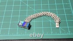 Sterling Silver Chainmaille Link Bracelet Dichroic Glass Box Clasp Unique Rare