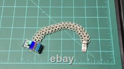 Sterling Silver Chainmaille Link Bracelet Dichroic Glass Box Clasp Unique Rare