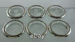 Sterling Silver Coaster Set Pressed Glass EE477