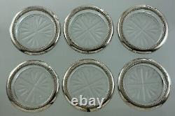 Sterling Silver Coaster Set Pressed Glass EE477