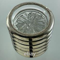 Sterling Silver Coaster Set Pressed Glass EE477