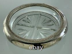 Sterling Silver Coaster Set Pressed Glass EE477