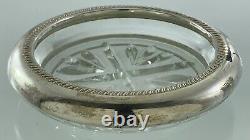 Sterling Silver Coaster Set Pressed Glass EE477