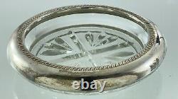 Sterling Silver Coaster Set Pressed Glass EE477