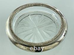 Sterling Silver Coaster Set Pressed Glass EE477