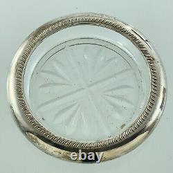 Sterling Silver Coaster Set Pressed Glass EE477