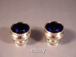 Sterling Silver Cobalt Blue Glass Salt Cellars SET by Birks UNUSUAL