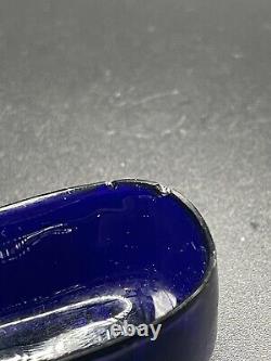 Sterling Silver Condiment Pot with Cobalt Blue Glass Liner & Matching Spoon