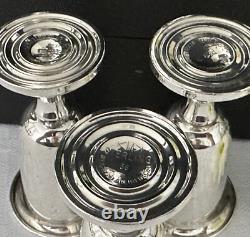 Sterling Silver Cordials with Glass Etched Inserts Silver Cups Vintage Elgin 8