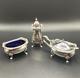 Sterling Silver Cruet Set With Cobalt Glass Liners, Birmingham 1960