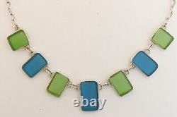 Sterling Silver Custom Sea Glass Necklace Adjustable Length Toggle Closure 18