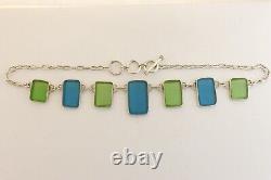 Sterling Silver Custom Sea Glass Necklace Adjustable Length Toggle Closure 18