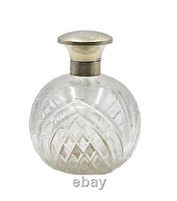 Sterling Silver & Cut Glass Perfume Bottle Marked Birmingham 1925