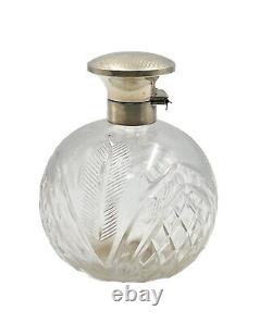 Sterling Silver & Cut Glass Perfume Bottle Marked Birmingham 1925