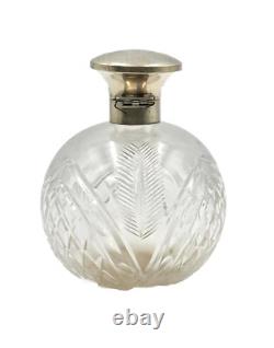 Sterling Silver & Cut Glass Perfume Bottle Marked Birmingham 1925