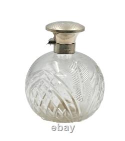 Sterling Silver & Cut Glass Perfume Bottle Marked Birmingham 1925