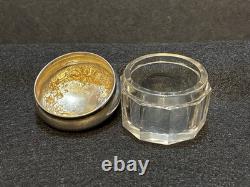 Sterling Silver & Cut Glass Small Dresser Jar