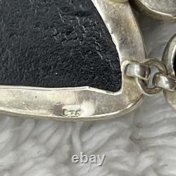 Sterling Silver Dichroic Art Glass Necklace Blue Iridescent Stamped 925 16