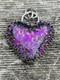 Sterling Silver Dichroic Glass Heart Pendant Chunky Heart Pendant Handmade Pink