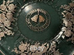 Sterling Silver Embossed Anniversary Glass Plate