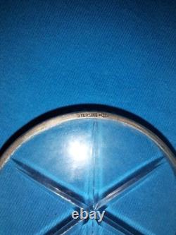 Sterling Silver/Etched Glass 4 Coasters And Caddy