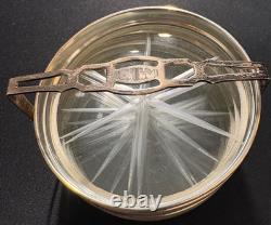 Sterling Silver/Etched Glass 8 Coasters with S. S. Caddy by M. Fred Hirsch Co Inc