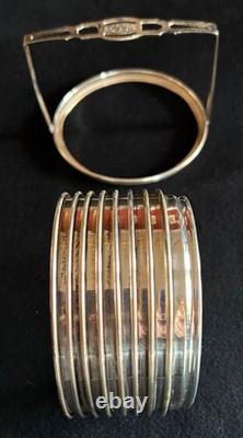 Sterling Silver/Etched Glass 8 Coasters with S. S. Caddy by M. Fred Hirsch Co Inc