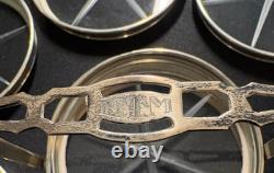 Sterling Silver/Etched Glass 8 Coasters with S. S. Caddy by M. Fred Hirsch Co Inc