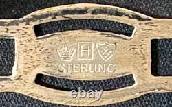 Sterling Silver/Etched Glass 8 Coasters with S. S. Caddy by M. Fred Hirsch Co Inc