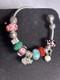 Sterling Silver European Charm Bracelet Murano Glass&crystal Beads 45.3g Sz. 7-8