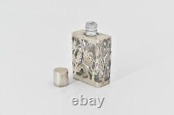 Sterling Silver Floral Engraved Design Glass Perfume Bottle 50