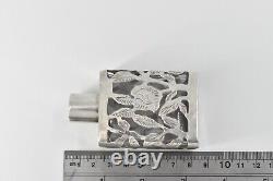 Sterling Silver Floral Engraved Design Glass Perfume Bottle 50