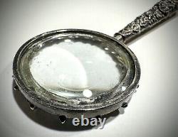 Sterling Silver Flower Repousse Magnifying Glass
