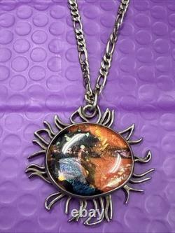 Sterling Silver Glass Art Sun Burst Necklace 30