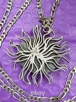 Sterling Silver Glass Art Sun Burst Necklace 30