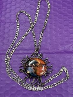Sterling Silver Glass Art Sun Burst Necklace 30
