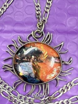 Sterling Silver Glass Art Sun Burst Necklace 30