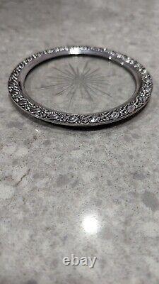 Sterling Silver/Glass Champagne Bottle Coaster Art Deco