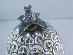 Sterling Silver & Glass DURGIN Pineapple Honey Jam Jar with Spoon